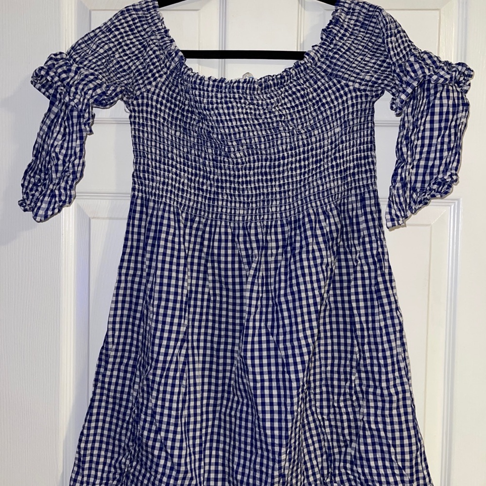 Blue checkered dress size large